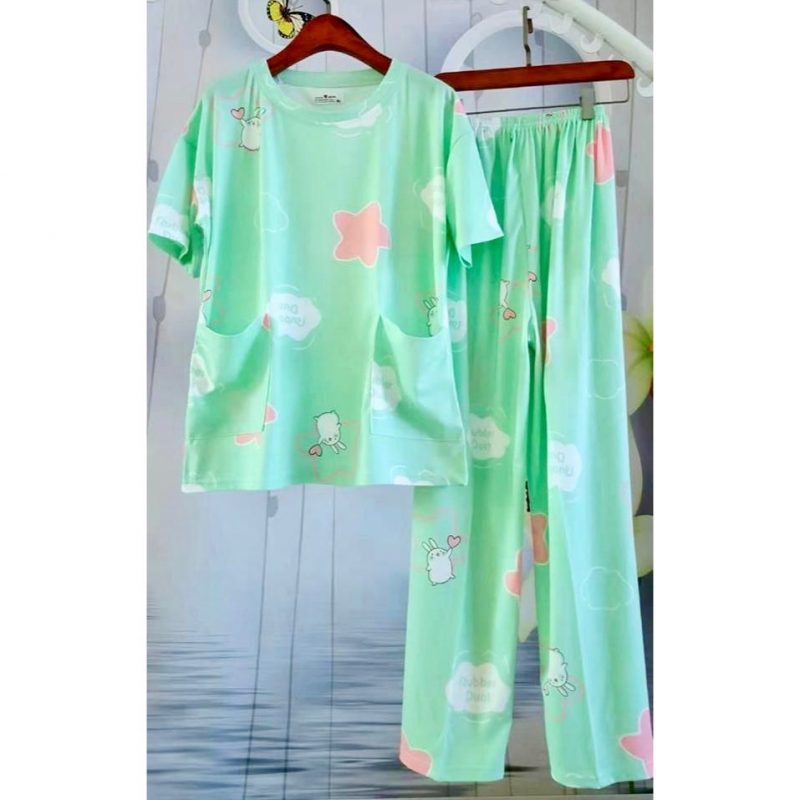 53D3BA69-B1B8-495C-8175-F3260910BA7D ست تیشرت وشلوارستاره دریایی سبز - Image 1