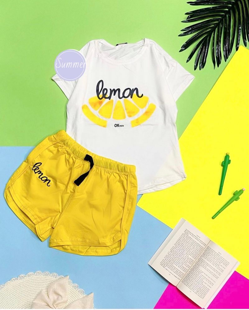 64CF2A68-C91A-459B-9F3C-E85336CF3DEF ست تیشرت و شلوارک لیمو - Image 1