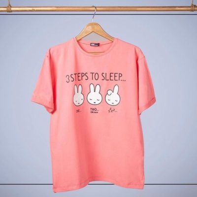 تیشرت گلبهی طرح خرگوش