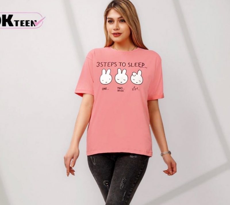68A7FCBC-D4A5-48B2-BCB2-D6BF6560474B تیشرت گلبهی طرح خرگوش - Image 4