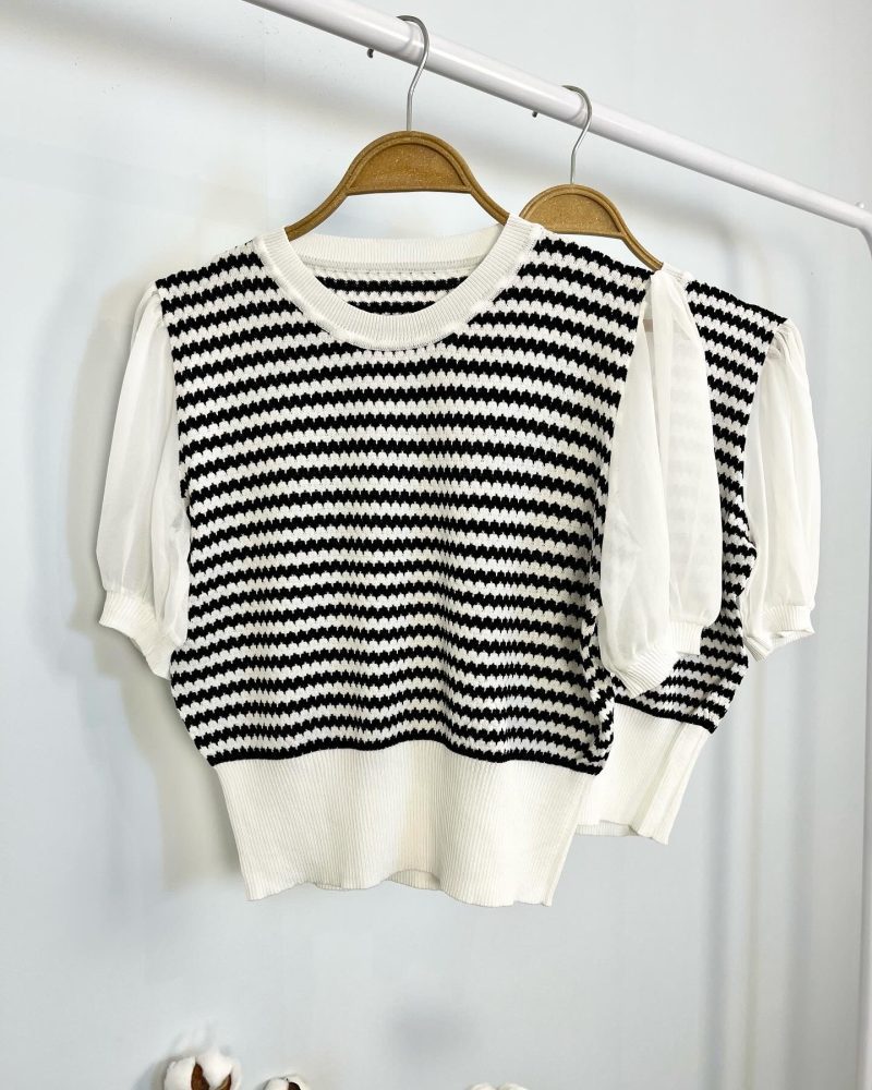 بلوز بافت آستین پفکی ۲ - Image 2