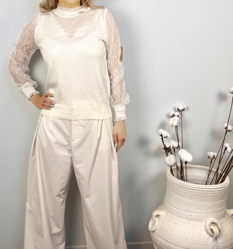 Facetune_05-10-2023-00-54-28 بلوز بافت آستین توری - Image 9