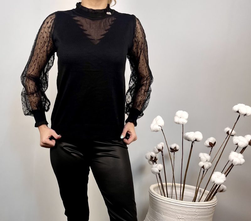 IMG_1354 بلوز بافت آستین توری - Image 14