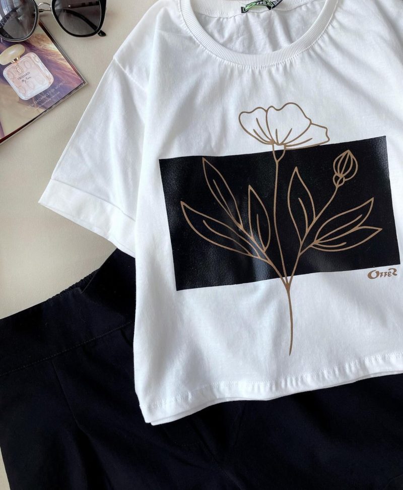 ست  تیشرت و شلوارک گل - Image 6