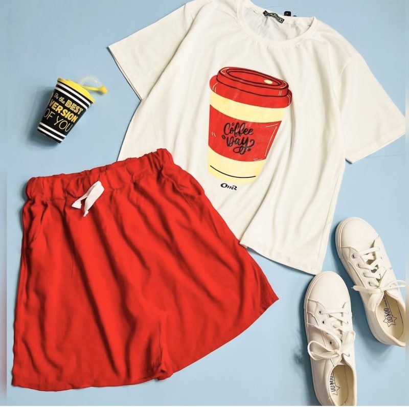 ست تیشرت و شلوارک coffee - Image 2