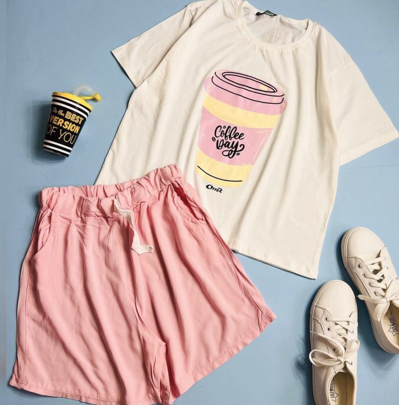 ست تیشرت و شلوارک coffee - Image 3