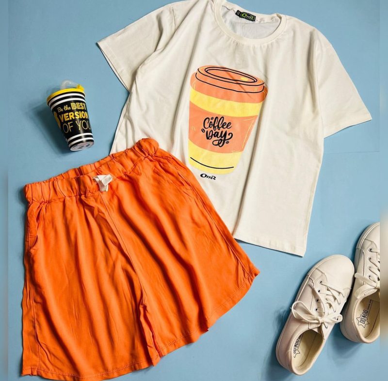 ست تیشرت و شلوارک coffee - Image 4