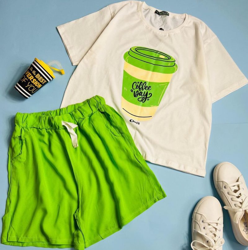 ست تیشرت و شلوارک coffee - Image 1