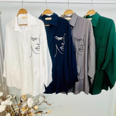 شومیز لینن نیم رخ