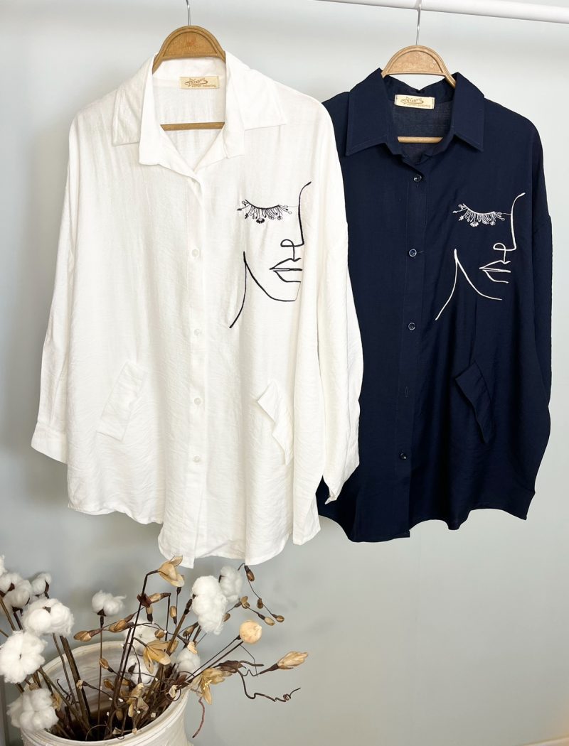 شومیز لینن نیم رخ - Image 4