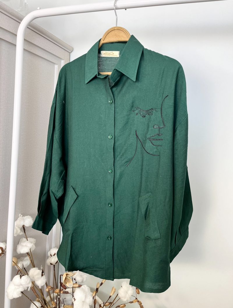 شومیز لینن نیم رخ - Image 6