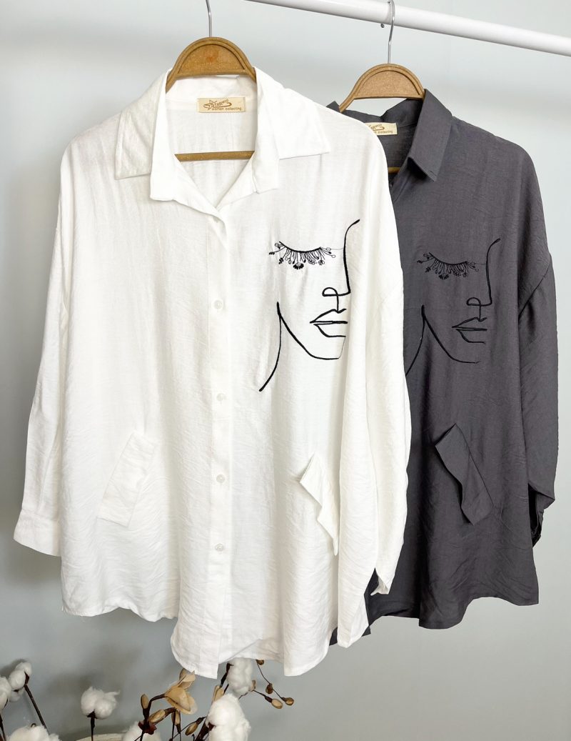 شومیز لینن نیم رخ - Image 5