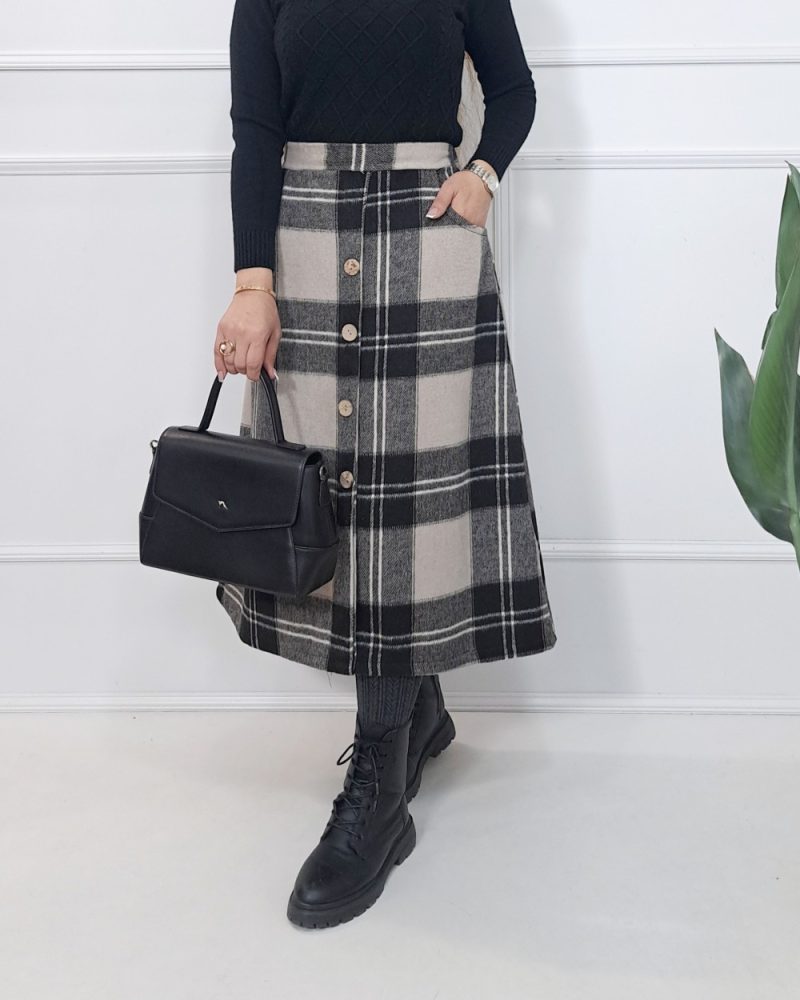 دامن پشمی جلو دکمه - Image 3