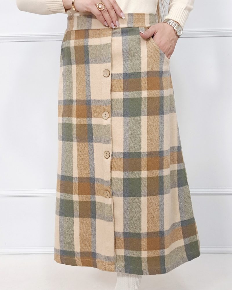 دامن پشمی جلو دکمه - Image 4