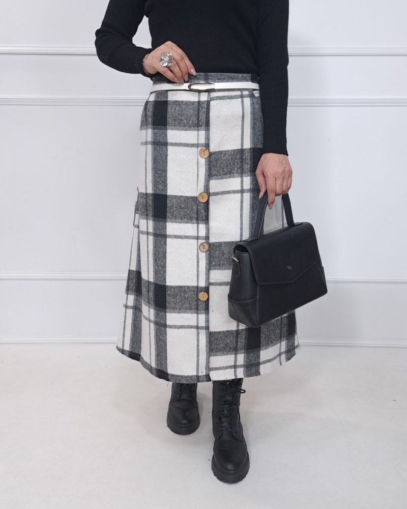 دامن پشمی جلو دکمه - Image 8