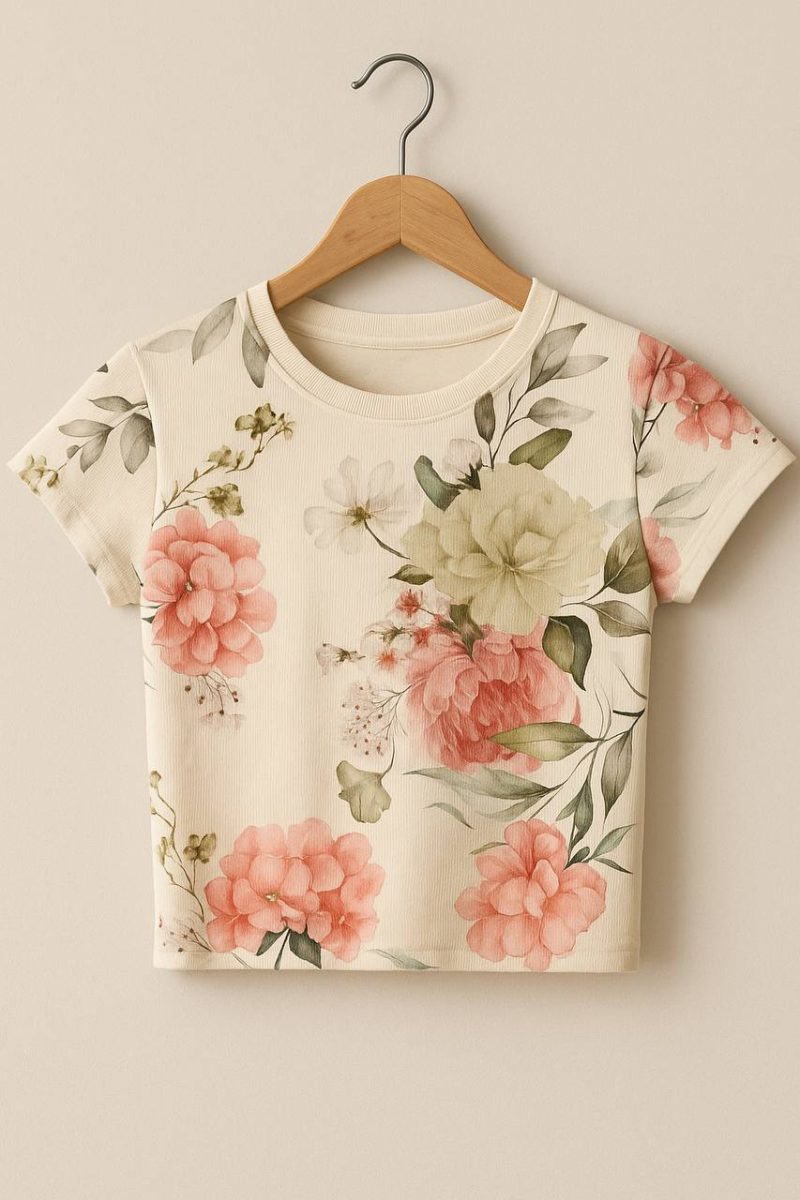 تیشرت کراپ گل رز - Image 3