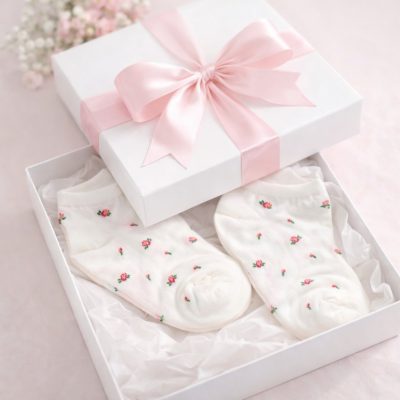 جوراب گل ریز صورتی